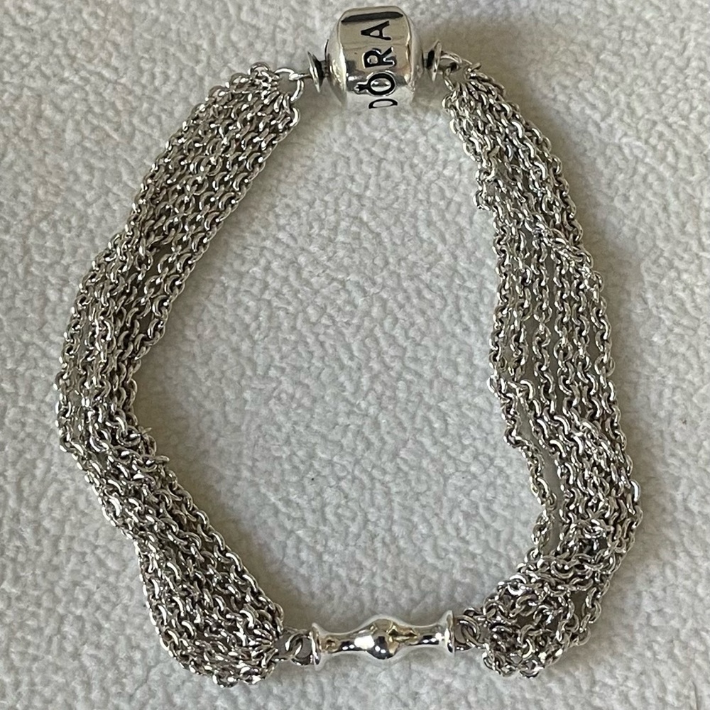 PANDORA Multi Strand Barrel Clasp Bracelet 6.5 inches